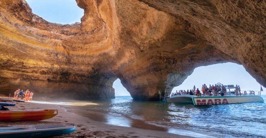 Albufeira: Caves and Coastline Catamaran Cruise to Benagil - Benagil Cave views, minus the cave-entry pressure