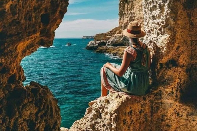 Benagil Cave by Boat + Carvoeiro + AlgarSeco Caves by Minivan from Lagos - A Boneca Cave Stop: That Double-Arch Sea Window