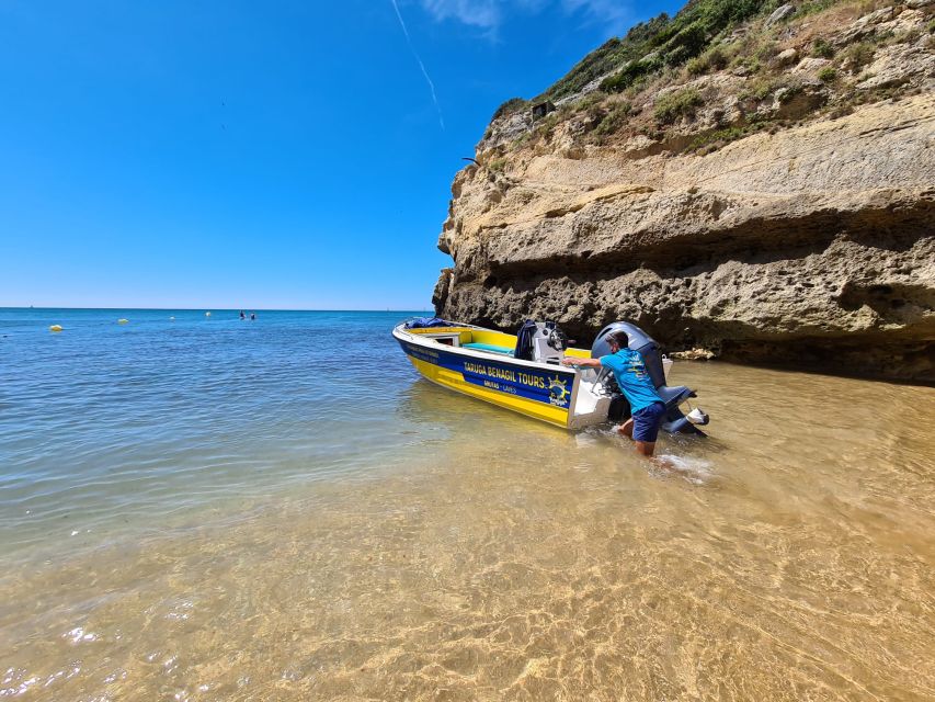 From Benagil: Coast Boat Tour with Benagil Cave - Praia da Corredoura and Praia da Marinha: the shoreline looks different from water