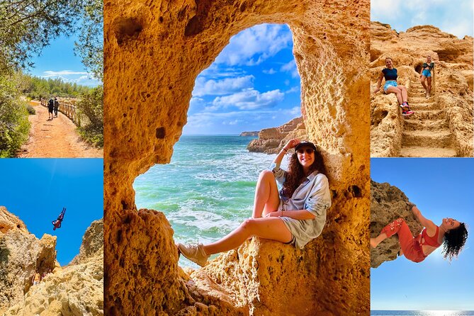 From Faro: Benagil, Marinha Beach, 7 Hanging Valleys, Algar Seco - Algar Seco and the limestone cave world: caves, fossils, and framed ocean views