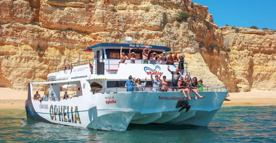From Portimão: Catamaran Cruise to Benagil Caves with BBQ - Ophelia Catamaran From Portimão: The Algarve Start Line