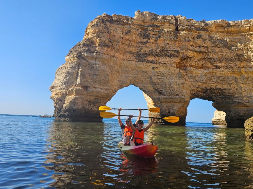 Lagoa: Benagil Cave and Marinha Beach Guided Kayaking Tour - Entering Benagil Cave and the 30-Minute Break