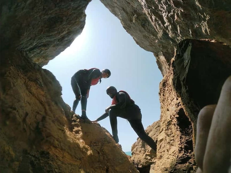 Lagos: Algarve Coasteering and Snorkeling Adventure - Coasteering along the caves: climbing moves you can actually learn