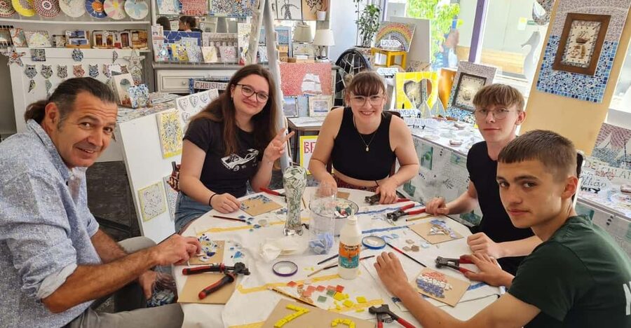 Olhão: Art Mosaic 2 hours Workshop by MosaicOlhão - Entering MosaicOlhão, a family atelier you can explore before you start
