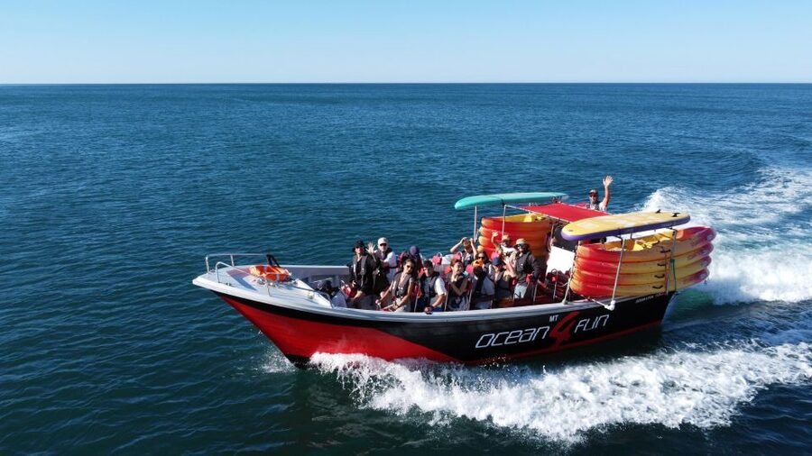 Portimão: Benagil Caves Speedboat and Kayak Guided Tour - The speedboat cruise: getting the big Algarve angles first