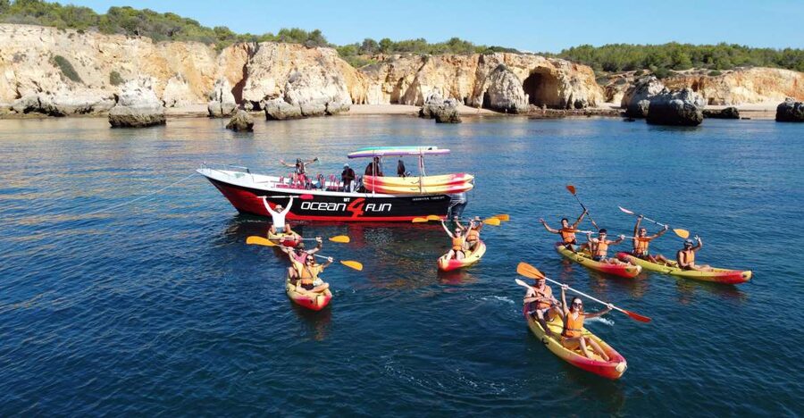 Portimão: Benagil Caves Speedboat and Kayak Guided Tour - Kayaking at Benagil: the up-close cave moment