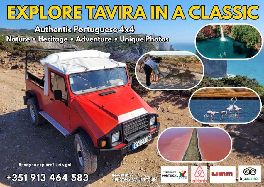 Tavira: 4x4 Jeep Adventure, Salt Pink Pans & Hidden Nature - Door-to-door pickup and how the timing works (150 minutes)